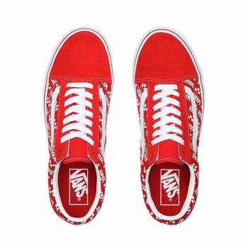 Damske Tenisky Vans Logo Repeat Old Skool Červené/Biele VA03JNBCT